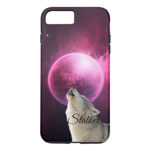 Wolf Howls Red Moon Sky Nebula Galaxy Scary Night iPhone 8 Plus7 Plus Case