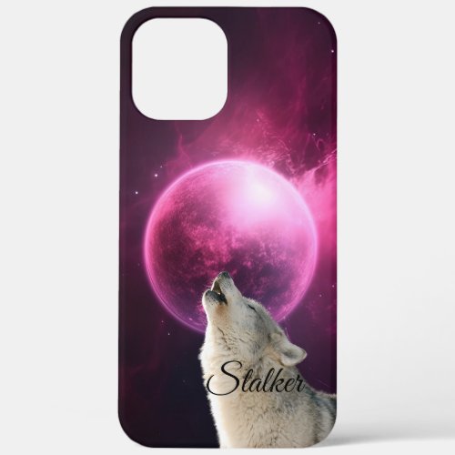 Wolf Howls Red Moon Sky Nebula Galaxy Scary Night iPhone 12 Pro Max Case
