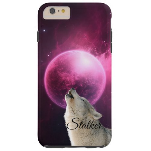Wolf Howls Red Moon Sky Nebula Galaxy Scary Night Tough iPhone 6 Plus Case