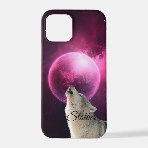 Wolf Howls Red Moon Sky Nebula Galaxy Scary Night iPhone 12 Pro Case