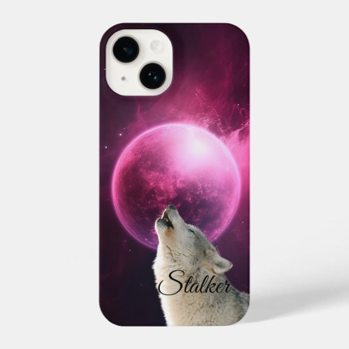 Wolf Howls Red Moon Sky Nebula Galaxy Scary Night iPhone 14 Case