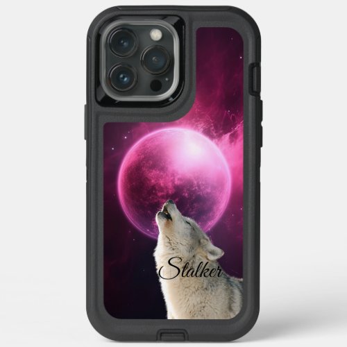 Wolf Howls Red Moon Sky Nebula Galaxy Scary Night iPhone 13 Pro Max Case