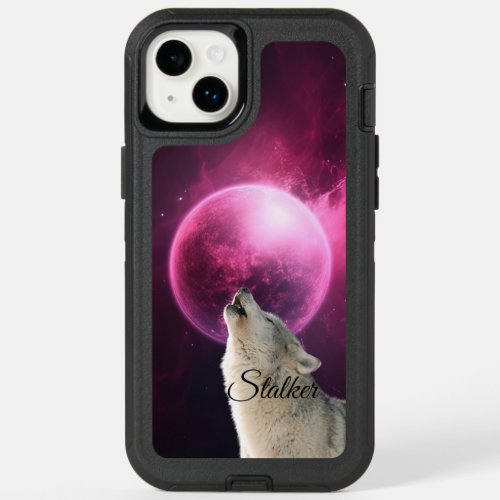 Wolf Howls Red Moon Sky Nebula Galaxy Scary Night OtterBox iPhone 14 Plus Case