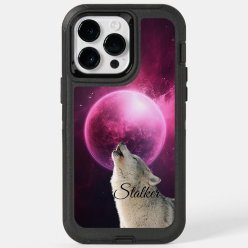 Wolf Howls Red Moon Sky Nebula Galaxy Scary Night OtterBox iPhone 14 Pro Max Case