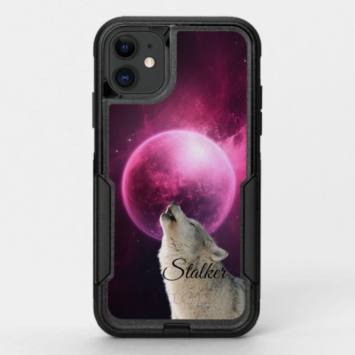 Wolf Howls Red Moon Sky Nebula Galaxy Scary Night OtterBox Commuter iPhone 11 Case