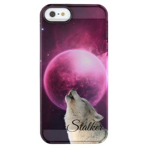 Wolf Howls Red Moon Sky Nebula Galaxy Scary Night Clear iPhone SE55s Case