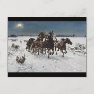 Wolf Hunt in the Snow Postcard