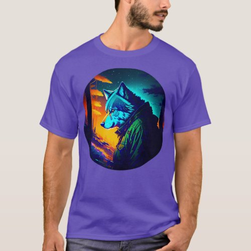 Wolf hunter in the forest T_Shirt