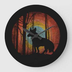 WOLF HUNTER VINTAGE LARGE CLOCK