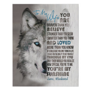 Wolf Husband To My Wife You Are My Sunshine Faux Canvas Print