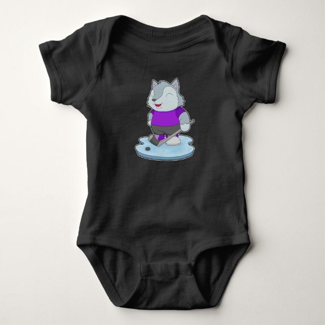 Wolf Ice hockey Ice hockey stick Baby Bodysuit (Front)