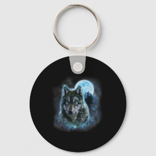 Wolf Icy Moon Galaxy Hunting Ground Grey Wolves Fo Keychain
