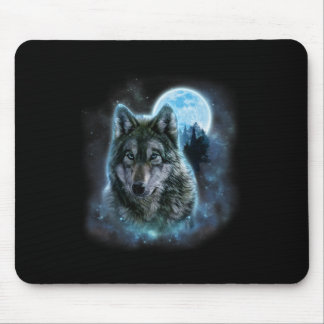 Wolf Icy Moon Galaxy Hunting Ground Grey Wolves Fo Mouse Pad