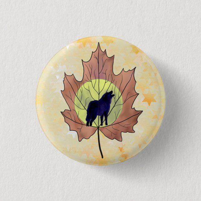 Wolf im Ahornblatt Button (Front)