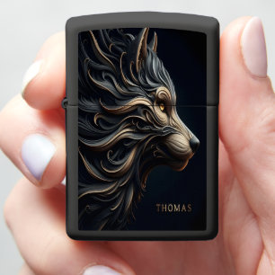 Wolf In Floral Form Thomas Zippo Lighter