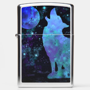 Wolf In Full Moon Night Zippo Lighter