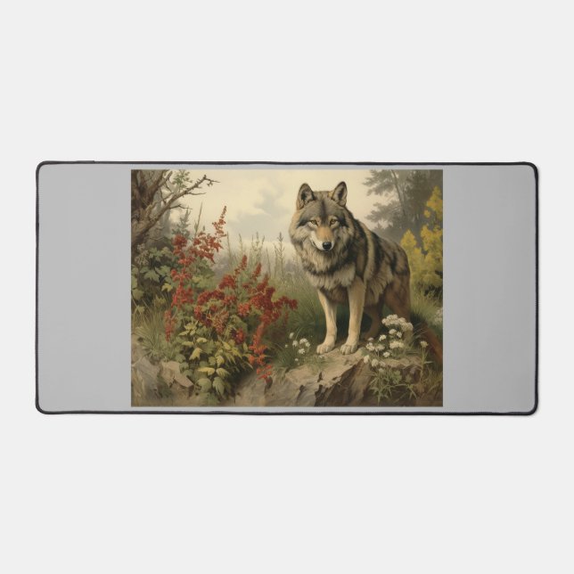 Wolf In Glen Desk Mat (Front)