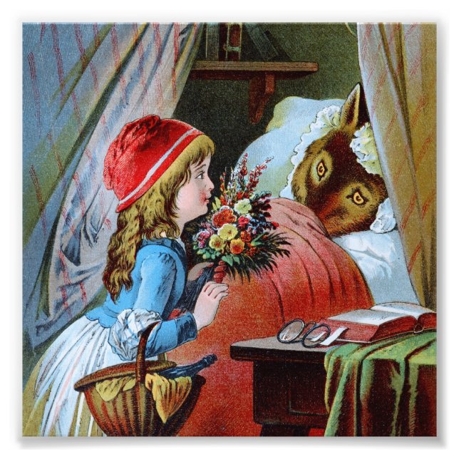 Wolf in Grandma Bed Photo Print (Front)