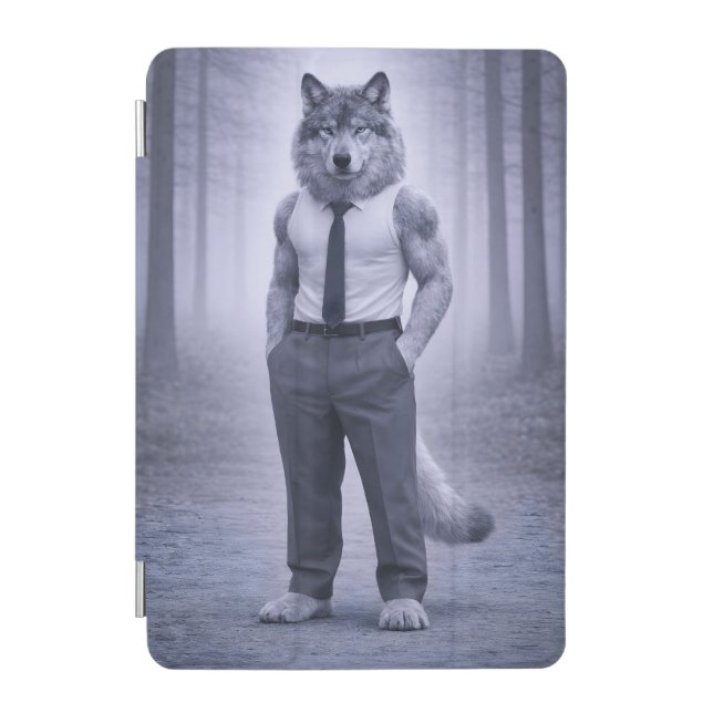 Wolf in Minimal Formal Attire – Silent Forest Port iPad Mini Cover (Front)