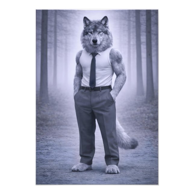 Wolf in Minimal Formal Attire – Silent Forest Port Photo Print (Front)