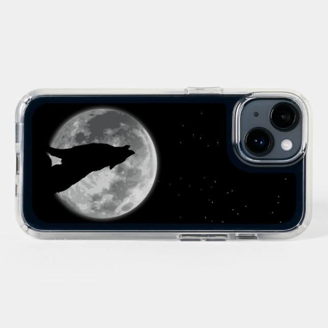 Wolf in Moon Speck iPhone Case (Midnight Horizontal)