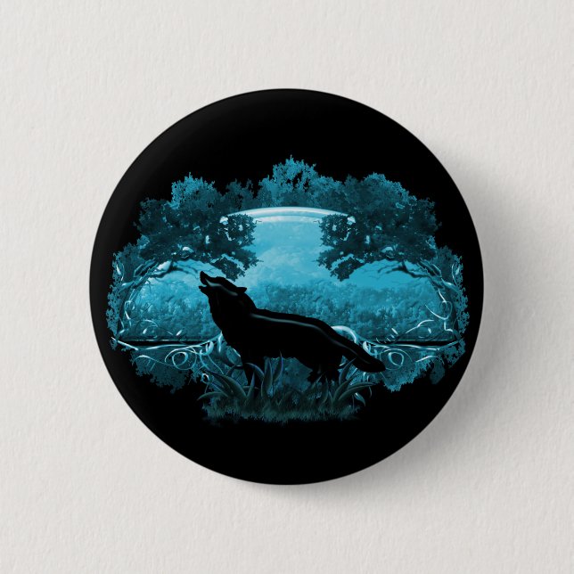 Wolf in Nature Pinback Button (Front)