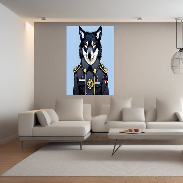 Wolf in police uniform  | AI Art Poster (Creator Uploaded)
