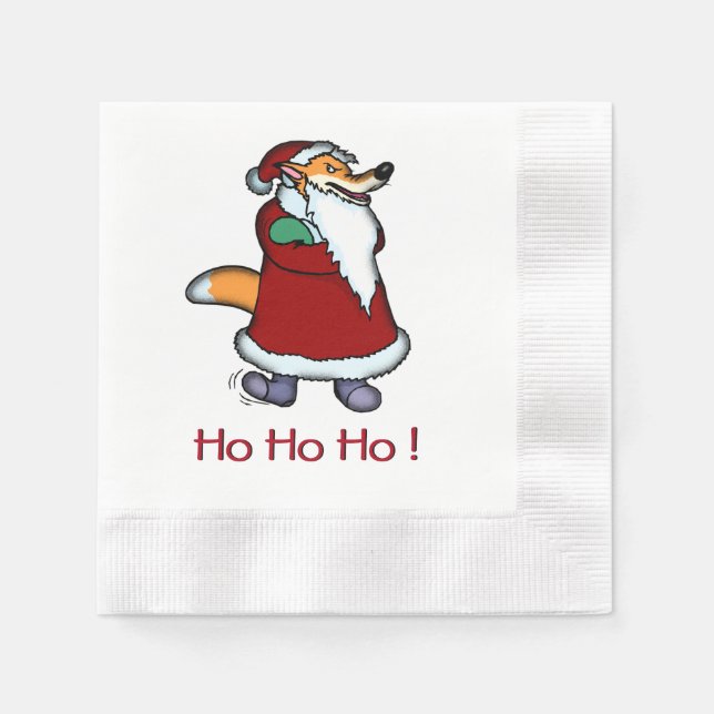 Wolf in Santa Claus Funny Paper Napkins (Front)