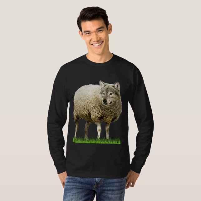 wolf in sheeps clothing mens tshirt black dark (Front Full)