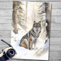 Wolf in Snow 3 Decoupage Paper