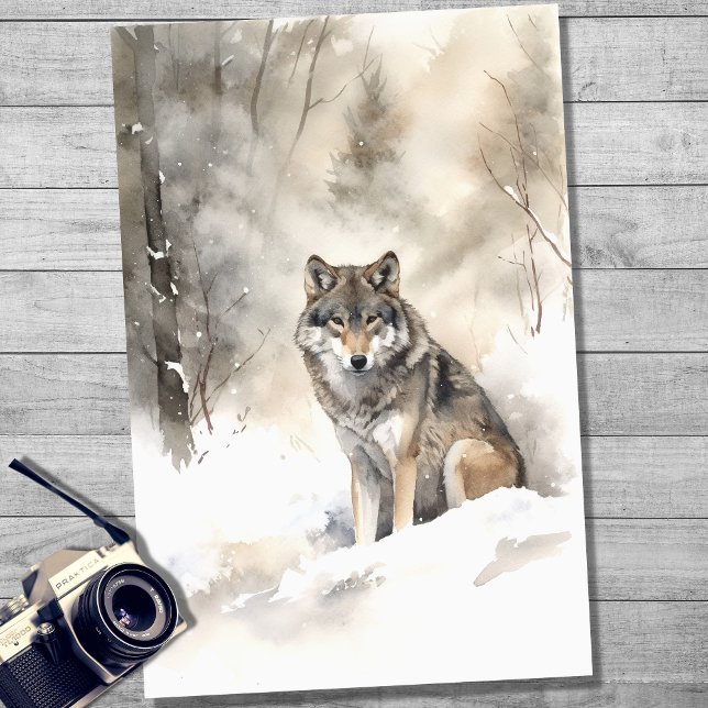 Wolf in Snow 4 Decoupage Paper (Creator Uploaded)