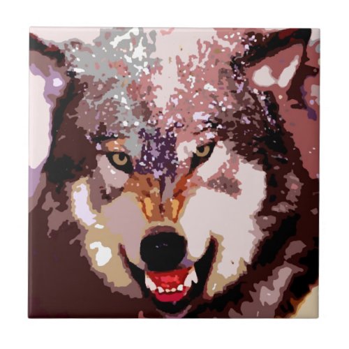 Wolf in Snow Ceramic Tile