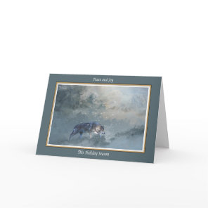 Wolf in Snow Christmas Holiday Card