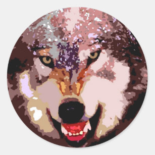 Wolf in Snow Classic Round Sticker