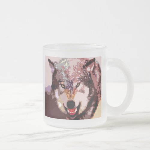Wolf in Snow Frosted Glass Coffee Mug