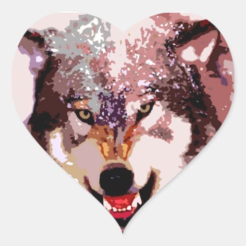 Wolf in Snow Heart Sticker