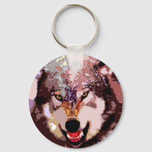 Wolf in Snow Keychain