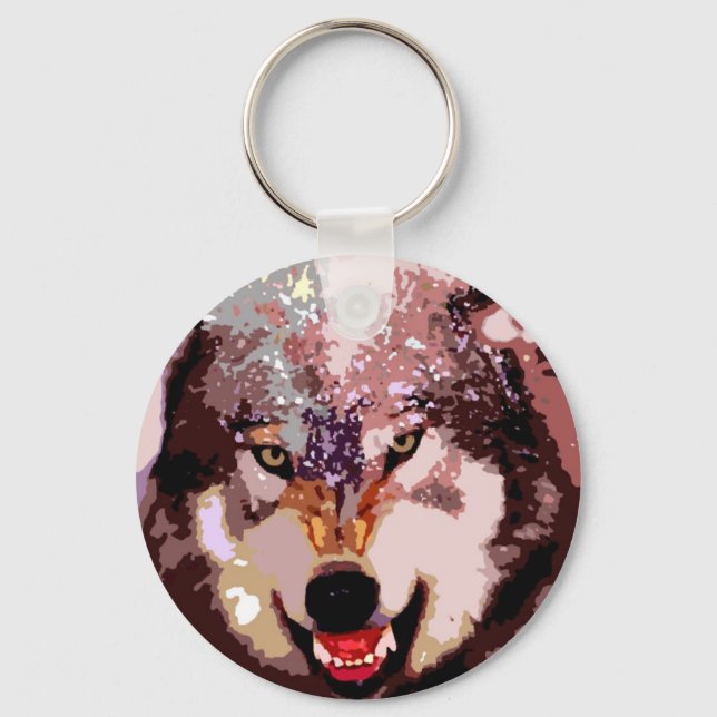 Wolf in Snow Keychain (Front)