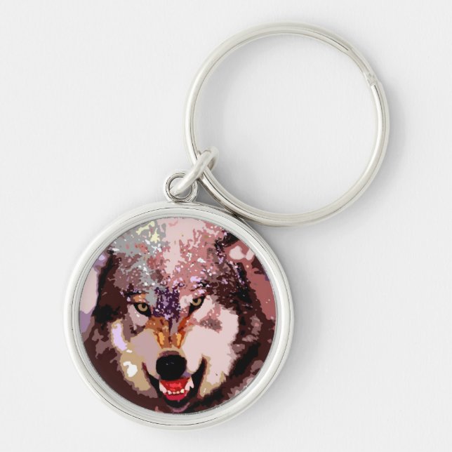 Wolf in Snow Keychain (Front)