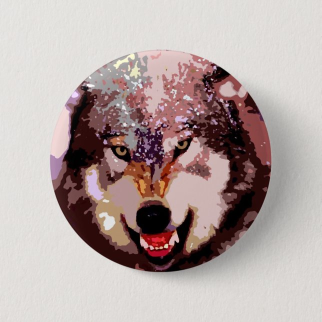 Wolf in Snow Pinback Button (Front)