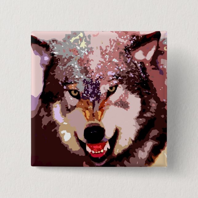 Wolf in Snow Pinback Button (Front)