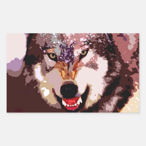 Wolf in Snow Rectangular Sticker