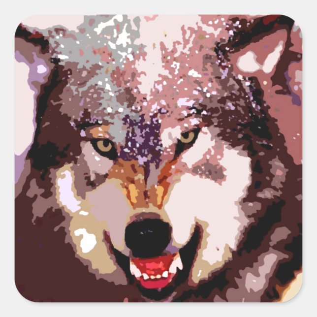 Wolf in Snow Square Sticker (Front)