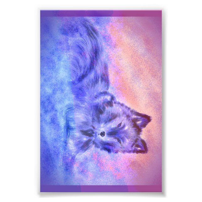 Wolf in snowy sunset photo print (Front)