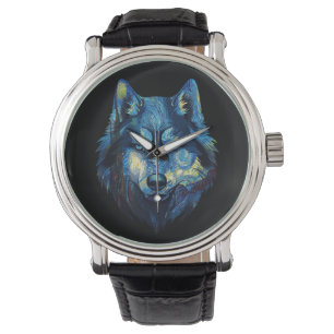 Wolf in starry night abstract wildlife watch