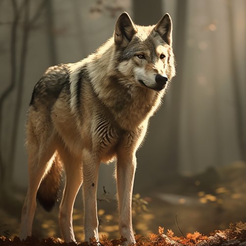 Wolf in Sunlit Forest Clearing Jigsaw Puzzle
