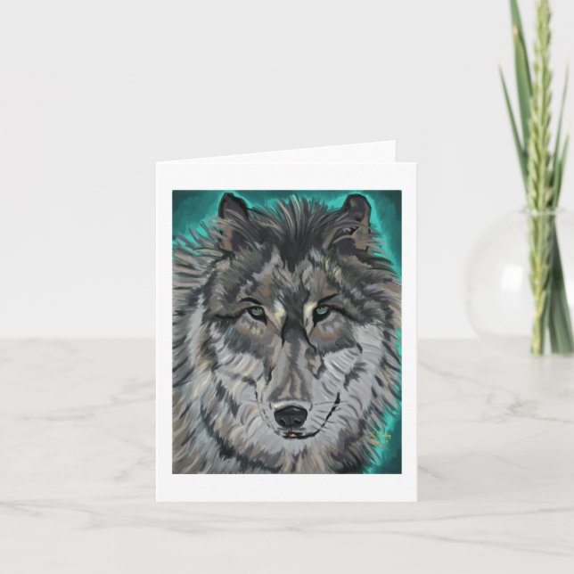 Wolf in Teal Ice notecard (Front)