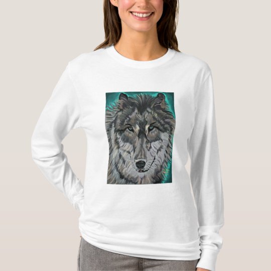 Wolf in Teal Ice womens hoodie