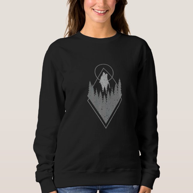 Wolf In The Forest Abstract Art With Diamond And M Sweatshirt (Front)