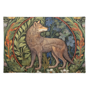 Wolf in the forest art nouveau cloth placemat